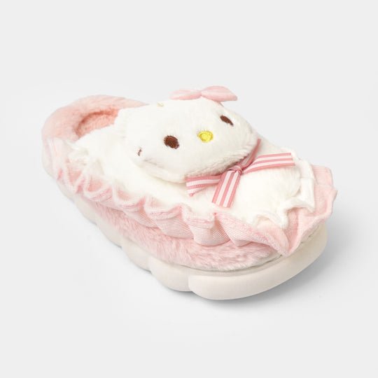 Girls Fur Slipper P-15-Pink