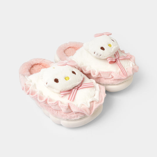 Girls Fur Slipper P-15-Pink