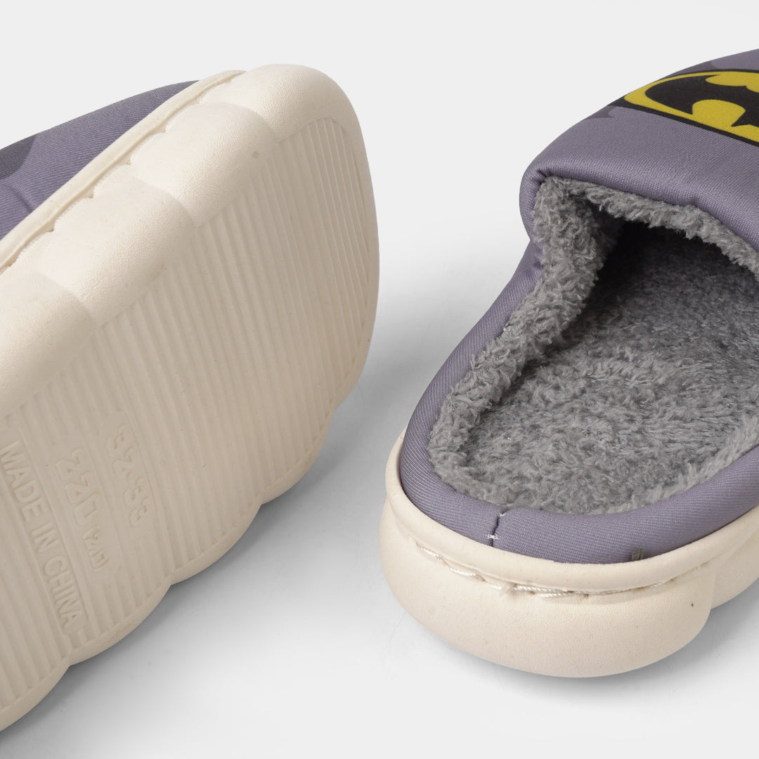 Boys Fur Slipper P-01-GREY