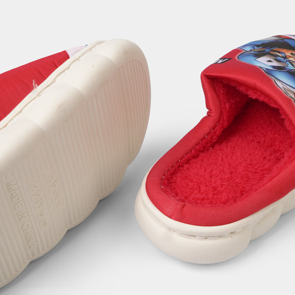 Boys Fur Slipper P-08-Red