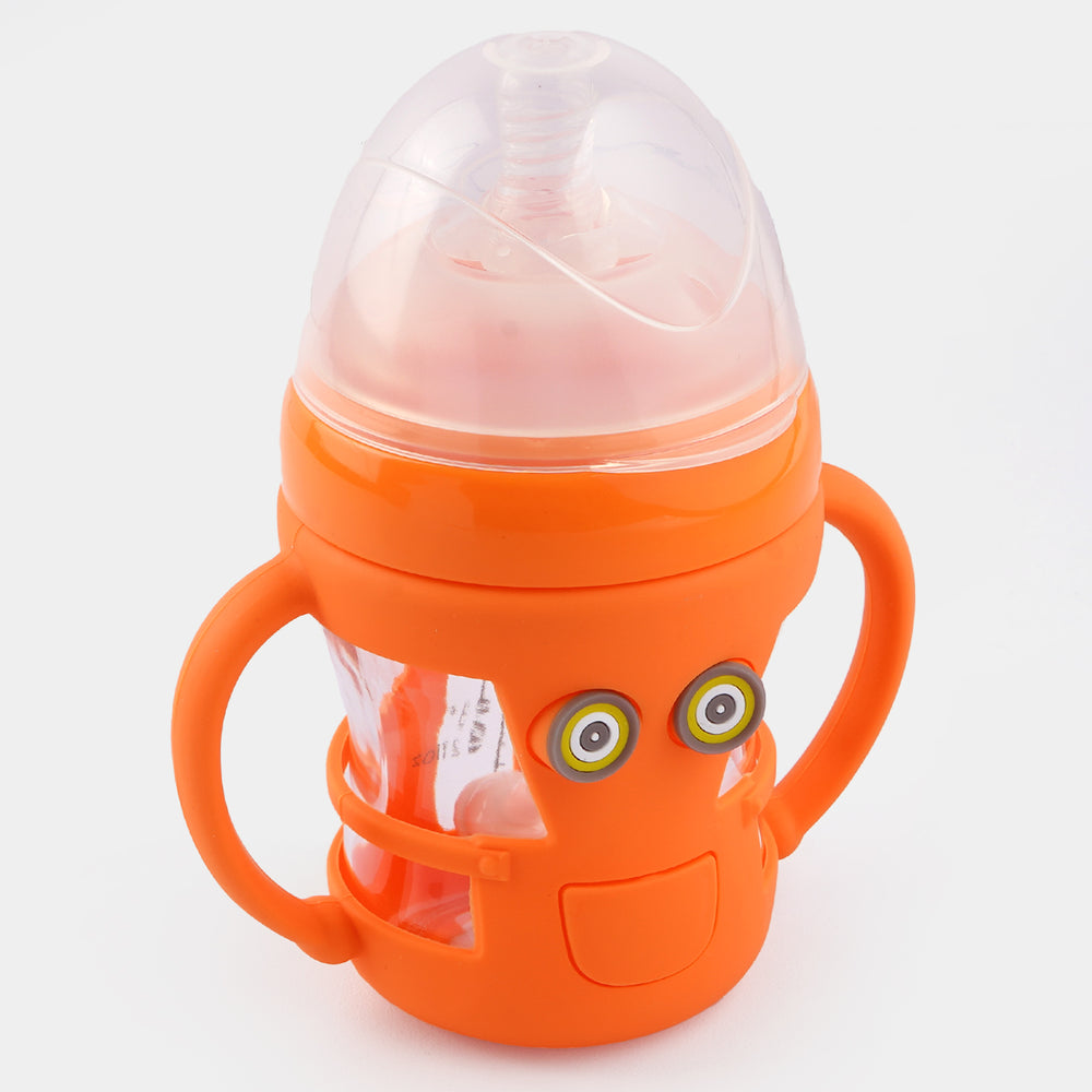 Wide Neck Glass Feeder 180ml-ORANGE