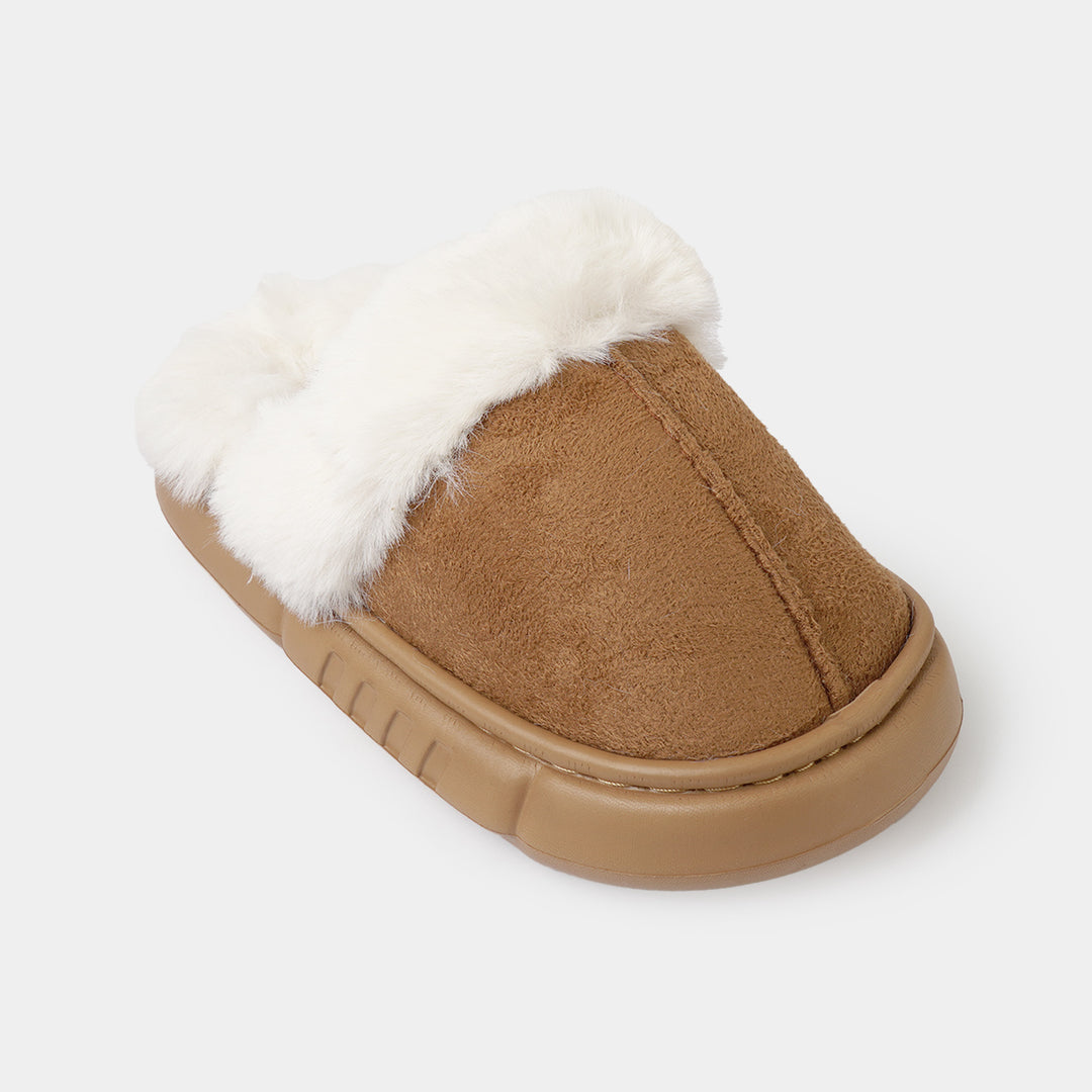 Girls Fur Slipper P-11-CAMEL