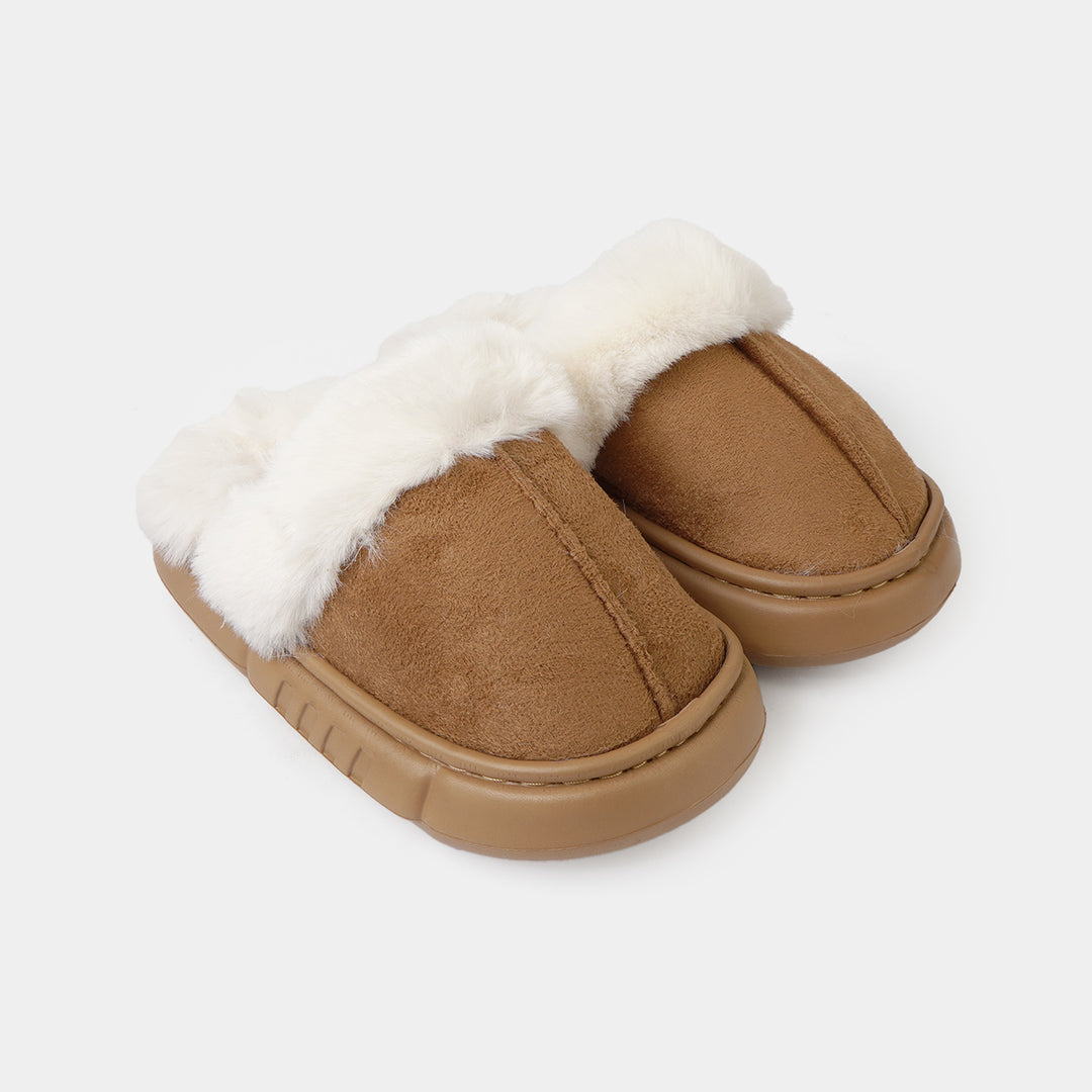 Girls Fur Slipper P-11-CAMEL