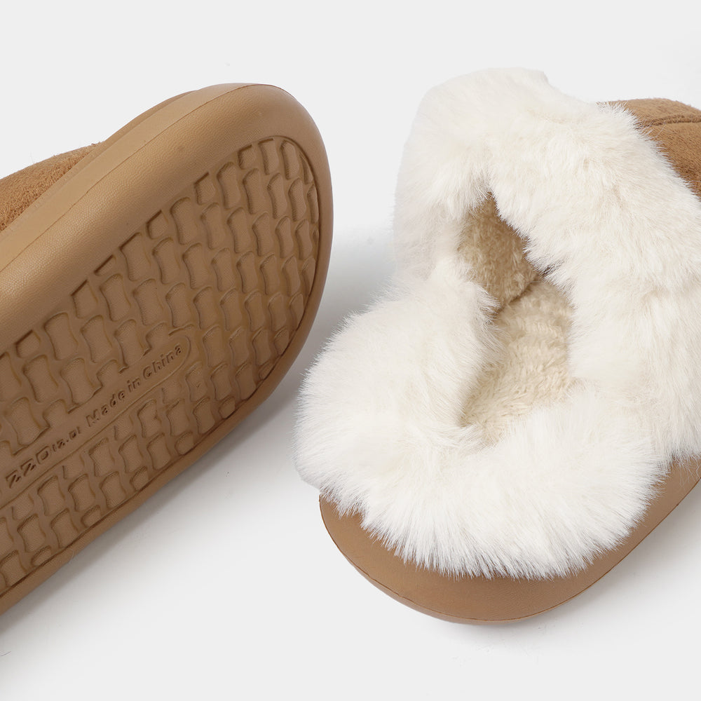 Girls Fur Slipper P-11-CAMEL