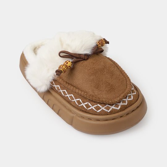 Girls Fur Slipper P-14-CAMEL