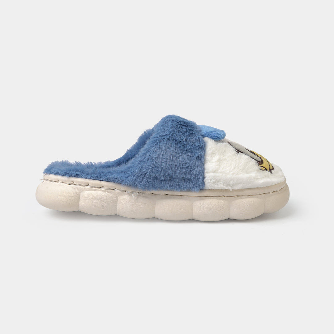 Girls Fur Slipper P-03-BLUE