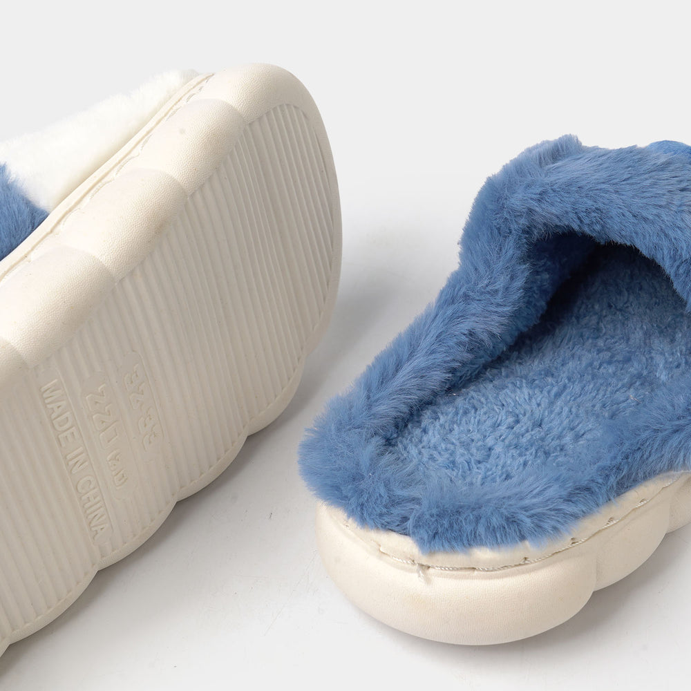 Girls Fur Slipper P-03-BLUE
