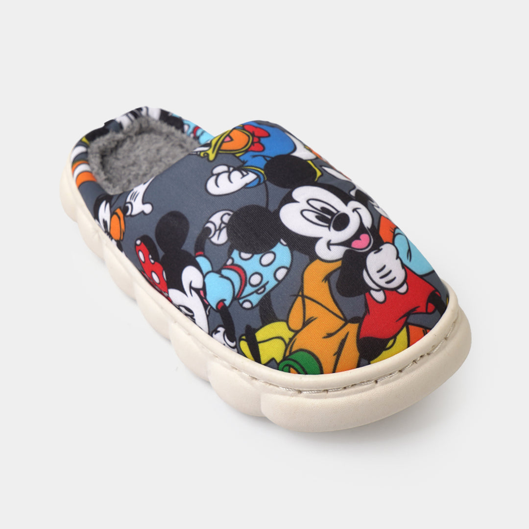Boys Fur Slipper P-13-GREY