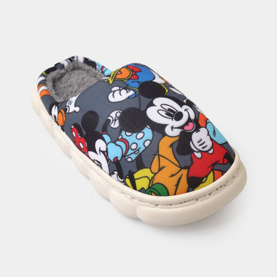 Boys Fur Slipper P-13-GREY