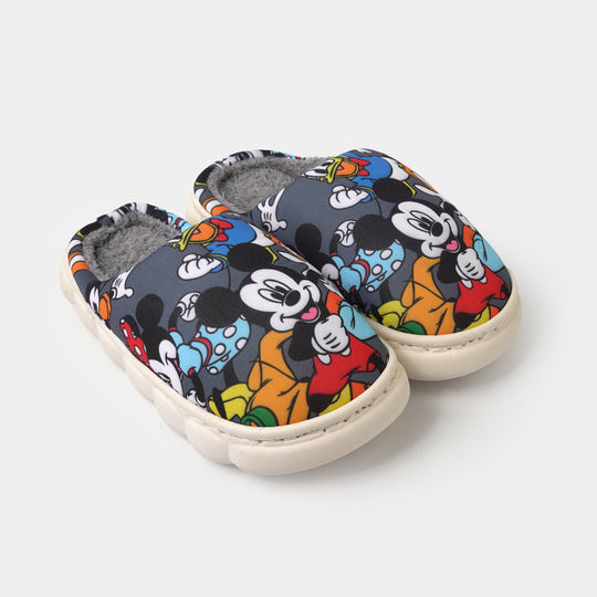 Boys Fur Slipper P-13-GREY