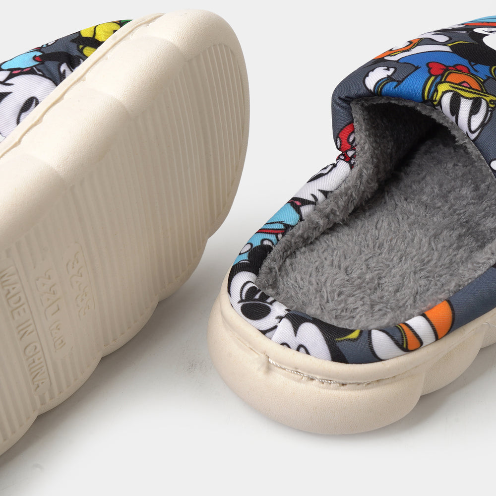 Boys Fur Slipper P-13-GREY