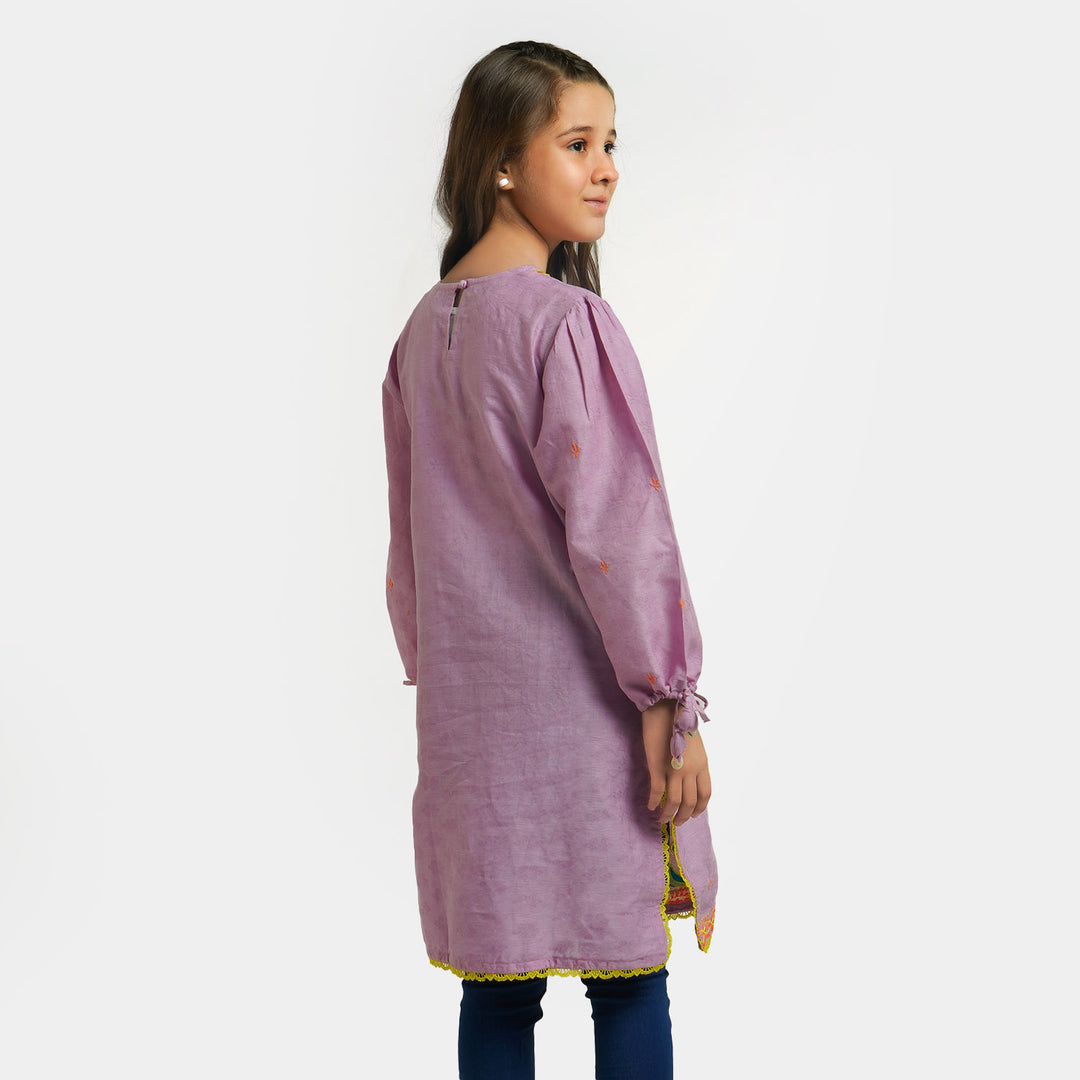 Girls Jacquard Embroidered Kurti Peekaboo