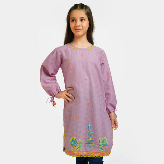 Girls Jacquard Embroidered Kurti Peekaboo