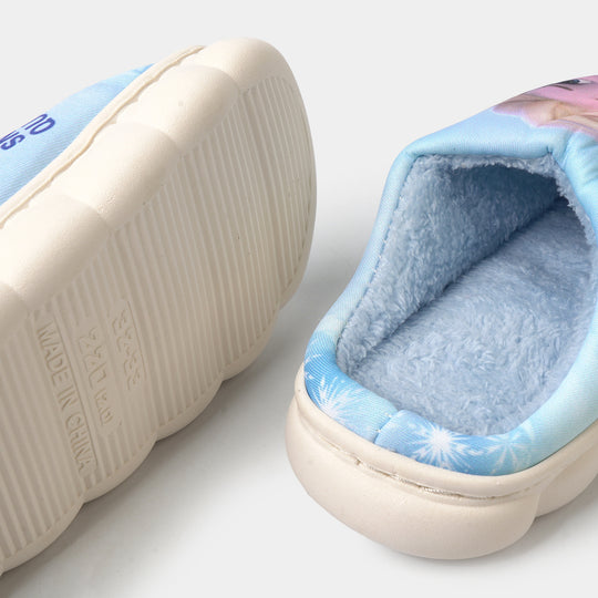 Girls Fur Slipper P-05-BLUE