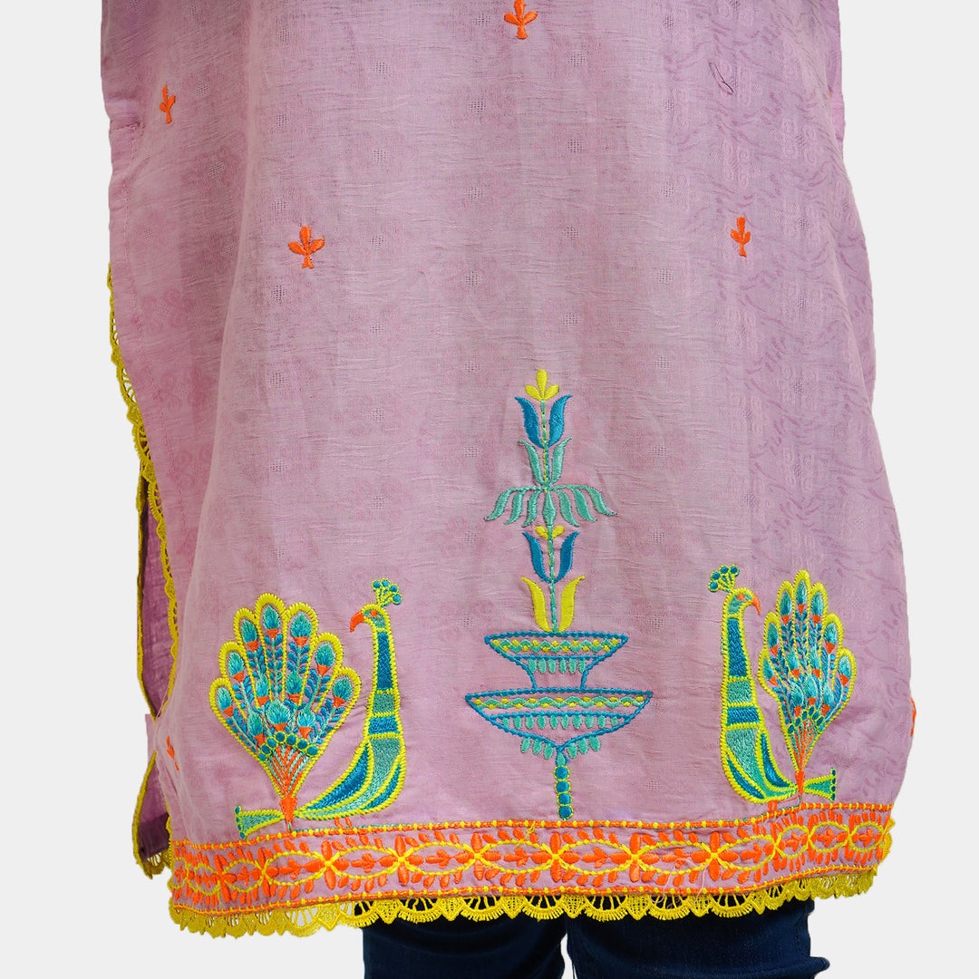 Girls Jacquard Embroidered Kurti Peekaboo