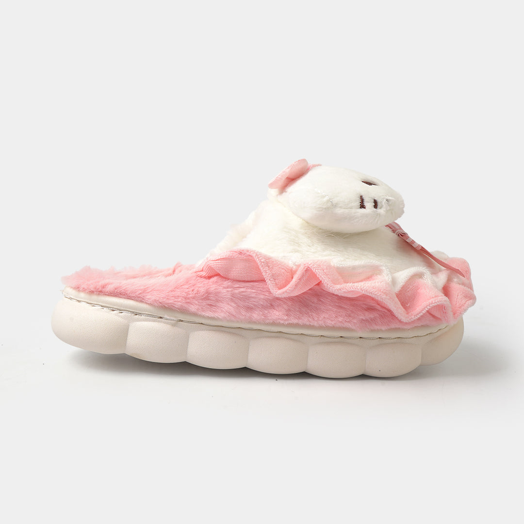 Girls Fur Slipper P-15-Fuchsia