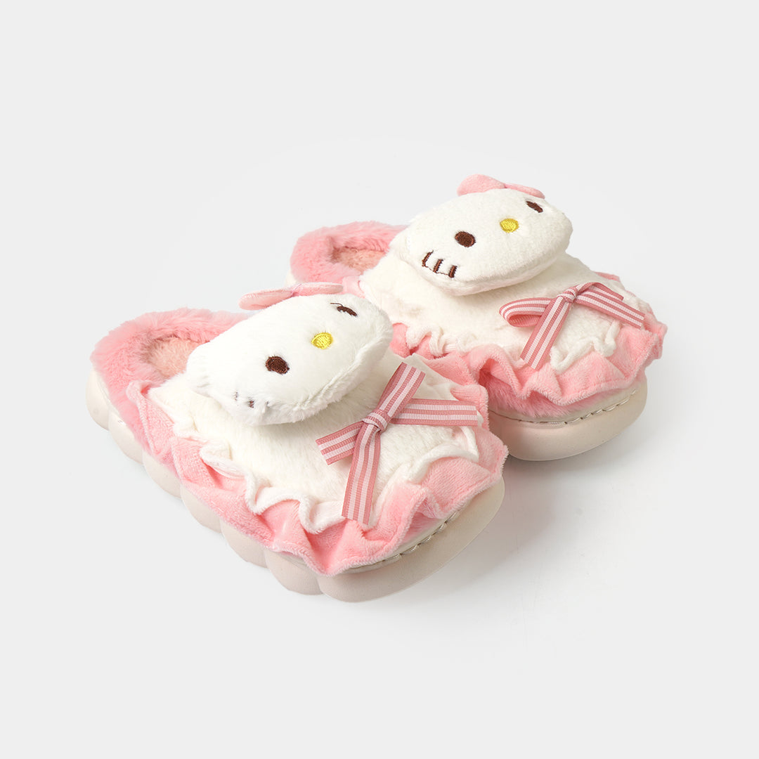 Girls Fur Slipper P-15-Fuchsia