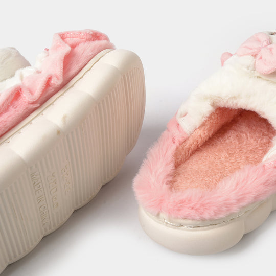 Girls Fur Slipper P-15-Fuchsia