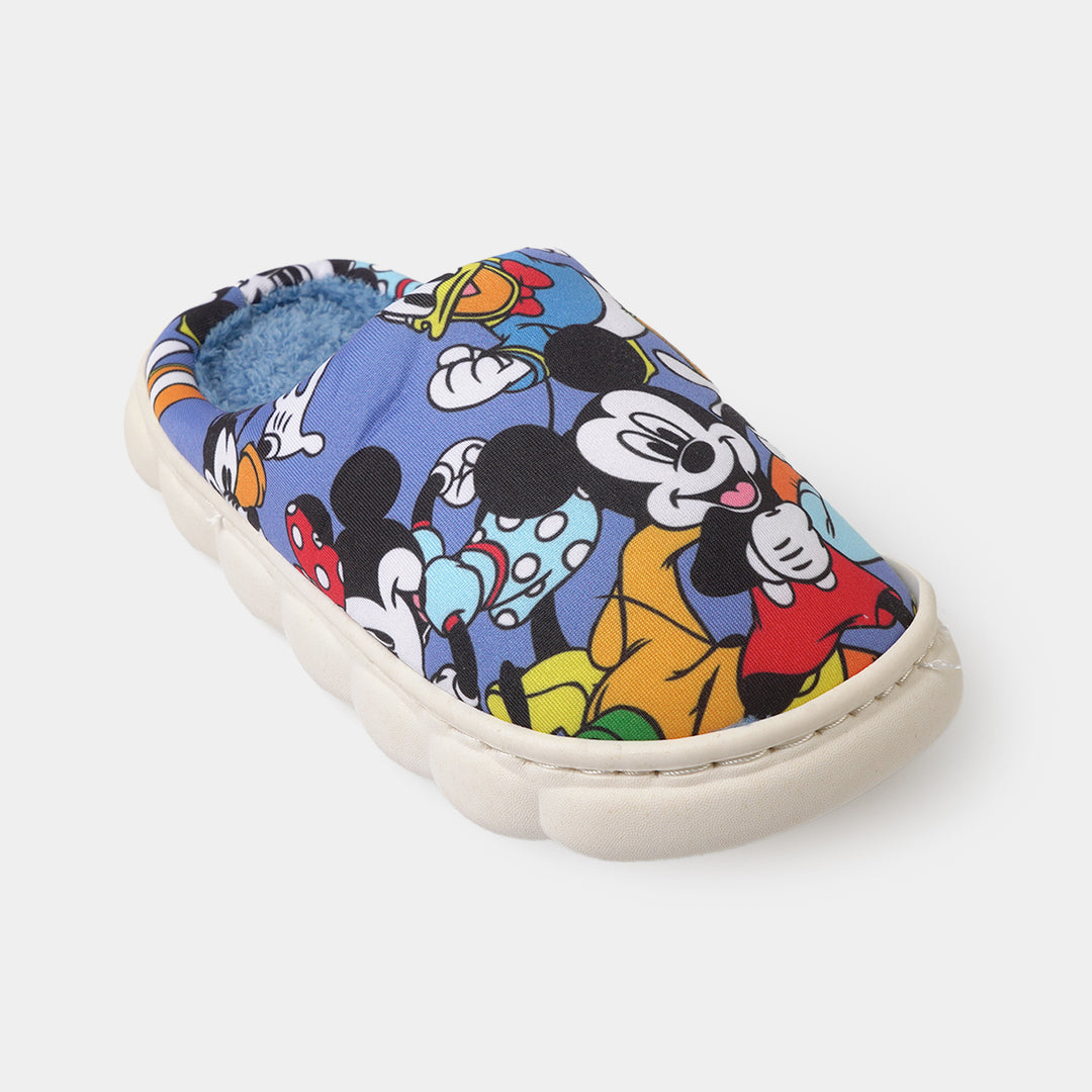 Boys Fur Slipper P-13-NAVY