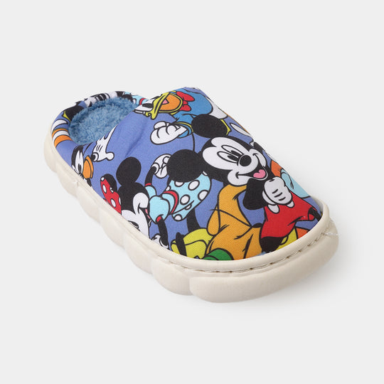 Boys Fur Slipper P-13-NAVY