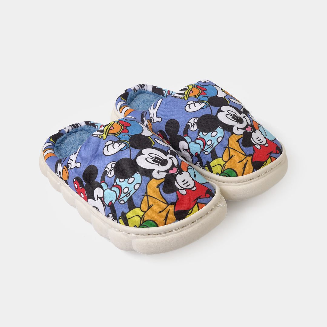Boys Fur Slipper P-13-NAVY