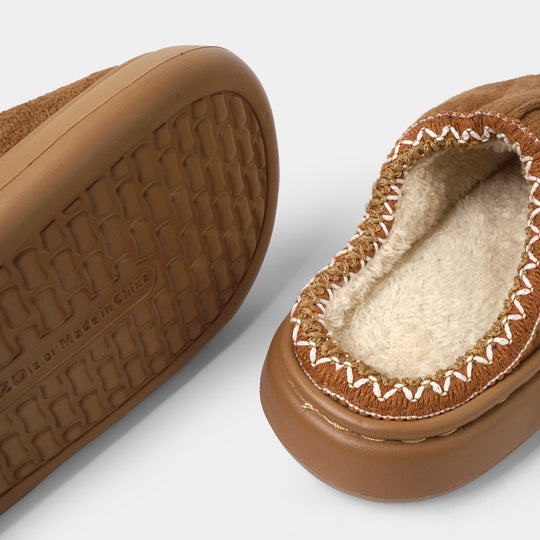 Girls Fur Slipper P-07-CAMEL
