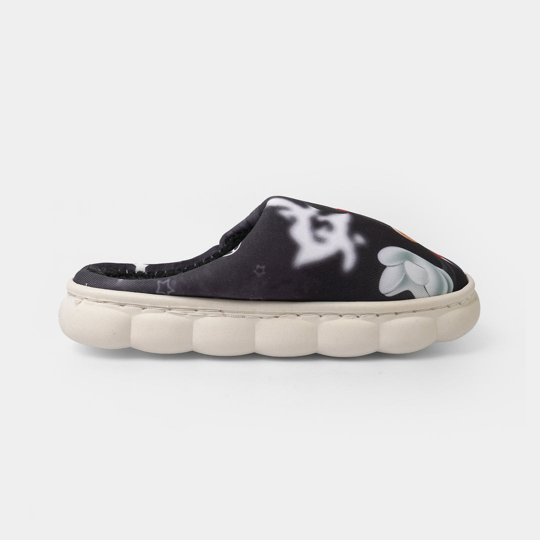Girls Fur Slipper P-04-BLACK