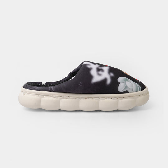 Girls Fur Slipper P-04-BLACK