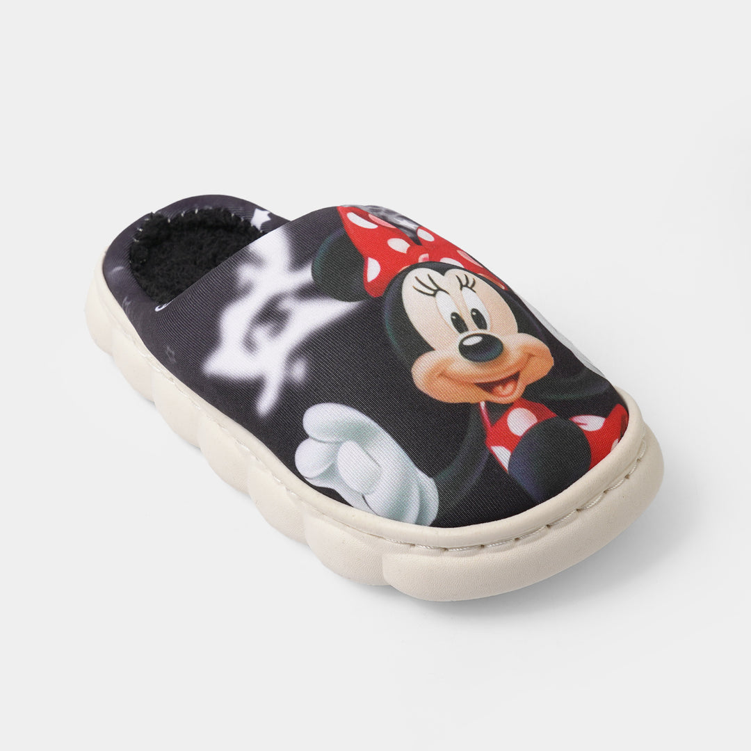 Girls Fur Slipper P-04-BLACK