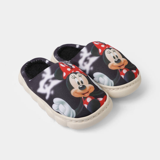 Girls Fur Slipper P-04-BLACK