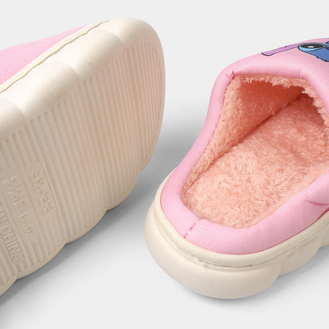 Girls Fur Slipper P-12-Pink