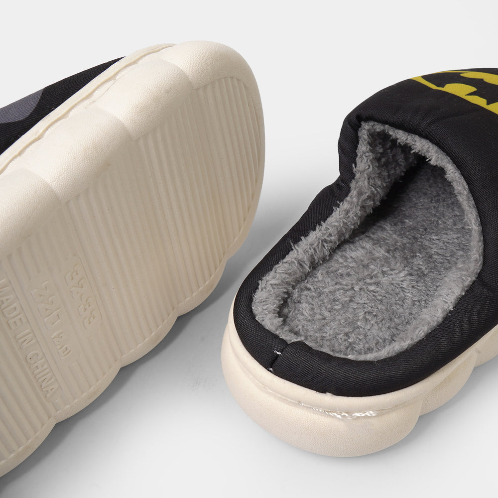 Boys Fur Slipper P-01-BLACK