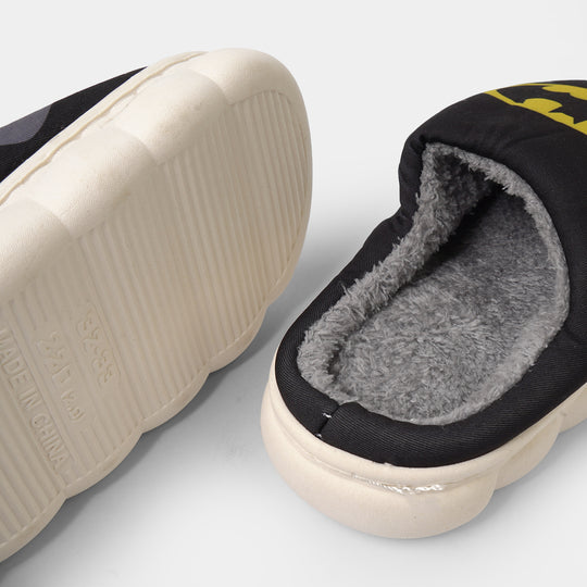 Boys Fur Slipper P-01-BLACK