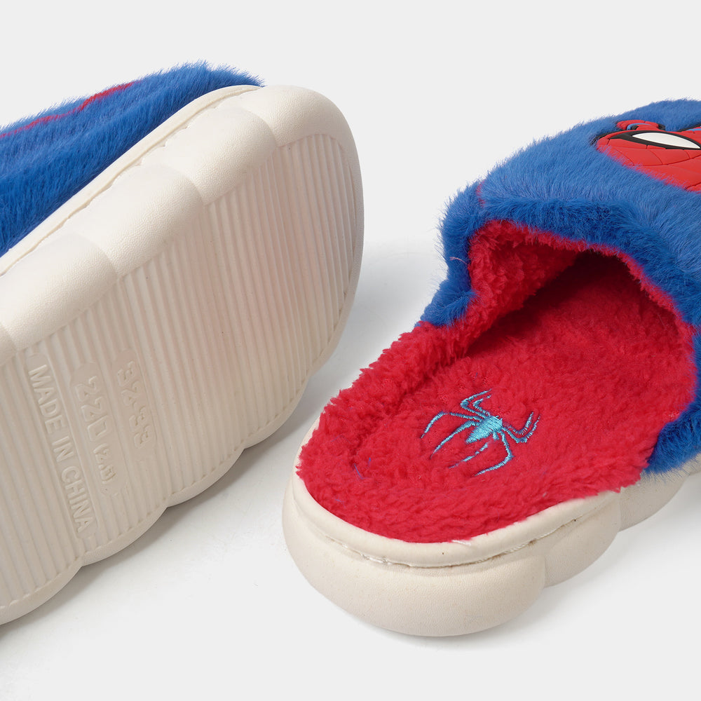 Boys Fur Slipper P-09-NAVY