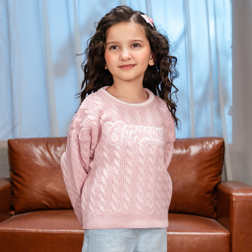 Girls Acrylic Sweater Gorgeous - Light Pink