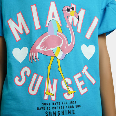 Girls T-Shirt H/S Miami Sunset - Blue