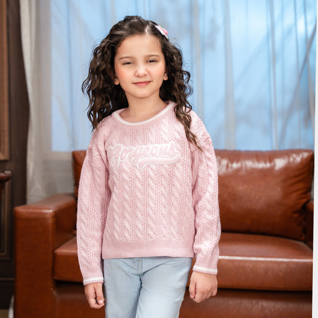 Girls Acrylic Sweater Gorgeous - Light Pink