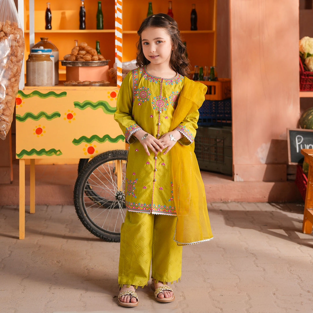 Girls Cotton Jacquard 3Pcs Sumbul - Green