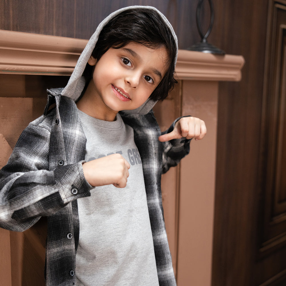 Boys Flannel Casual Shirt Endless - BLACK