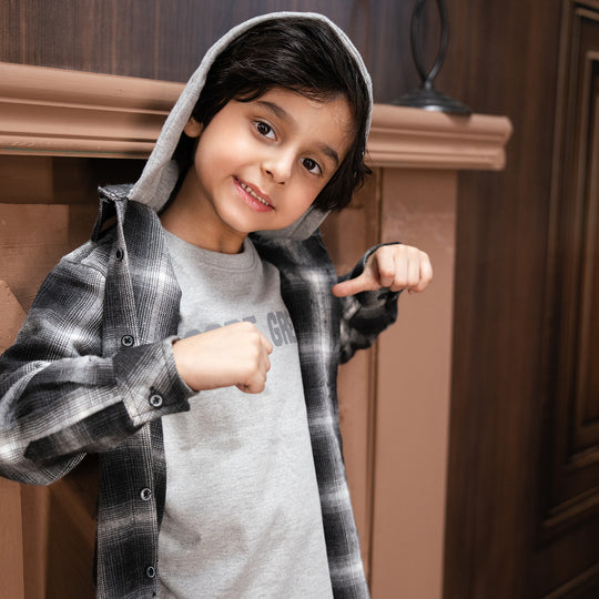 Boys Flannel Casual Shirt Endless - BLACK