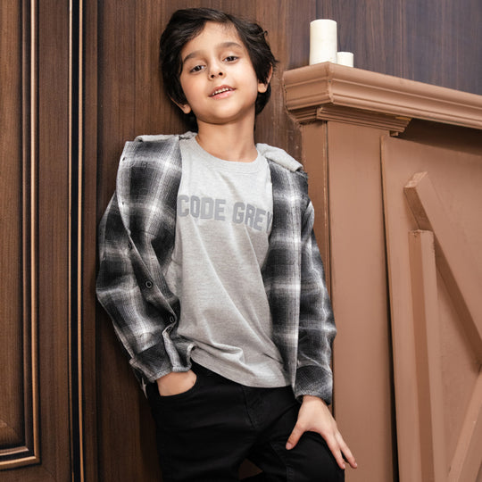 Boys Flannel Casual Shirt Endless - BLACK