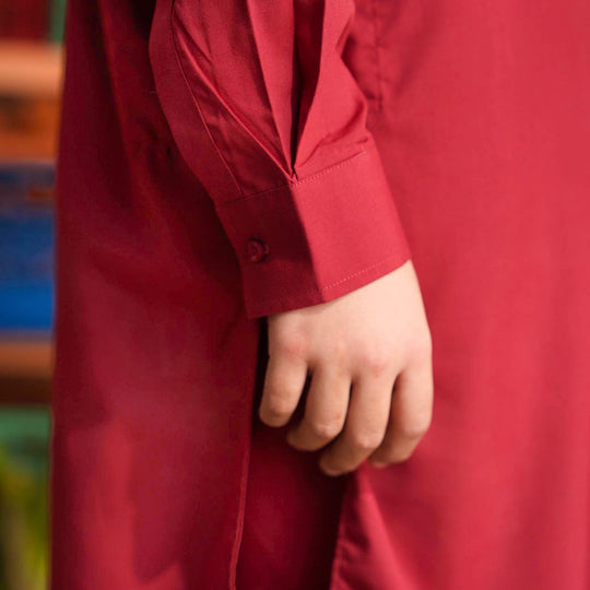 Boys Poly Viscose Kurta Pajama (Cut Placket) -RED