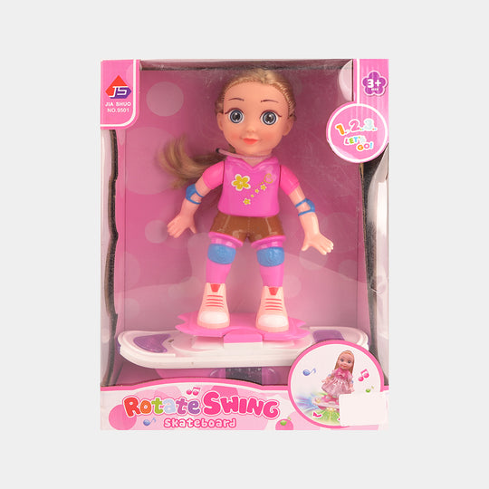 Interactive Swing Skateboard Toy with Doll