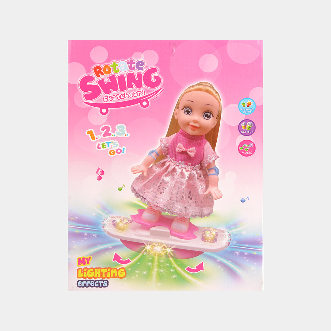 Interactive Swing Skateboard Toy with Doll