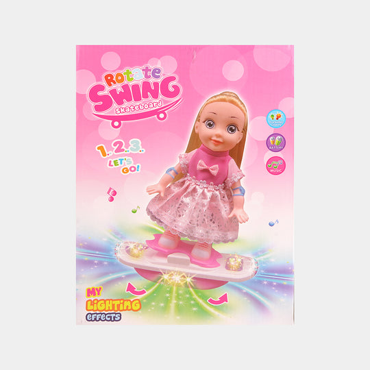 Interactive Swing Skateboard Toy with Doll