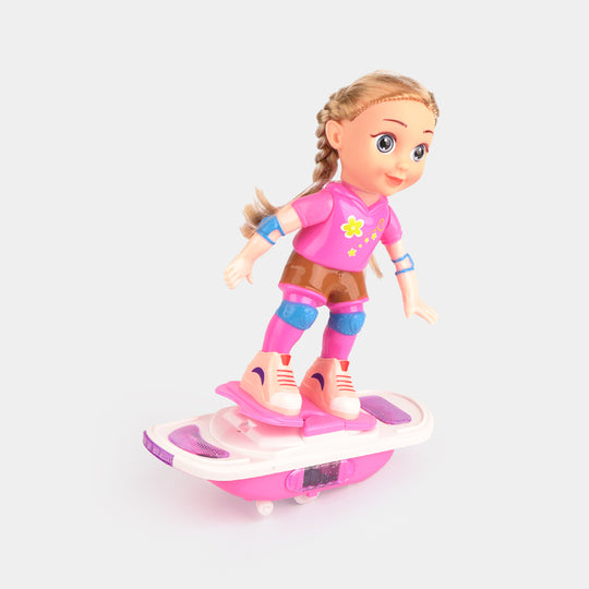 Interactive Swing Skateboard Toy with Doll