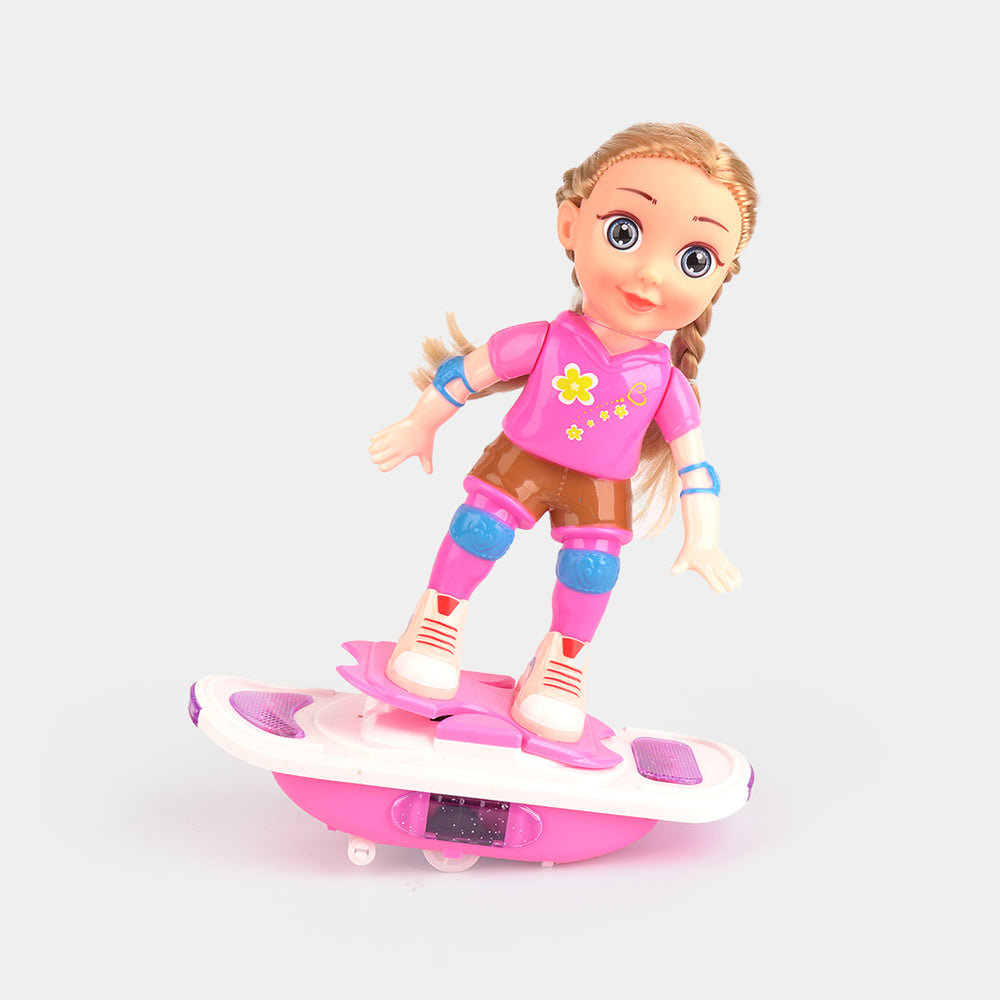 Interactive Swing Skateboard Toy with Doll