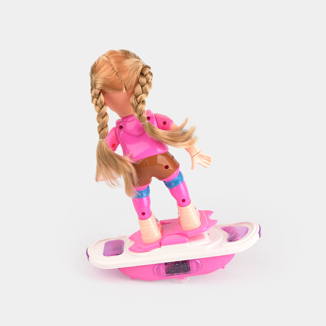 Interactive Swing Skateboard Toy with Doll