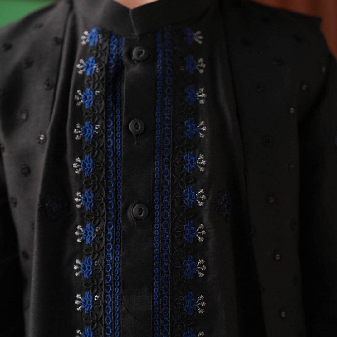 Boys Poly Viscose 3-Piece Suit - Black Lurex