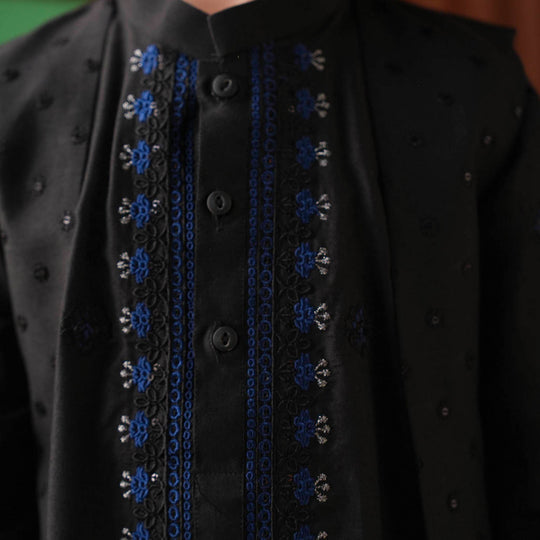 Boys Poly Viscose 3-Piece Suit - Black Lurex